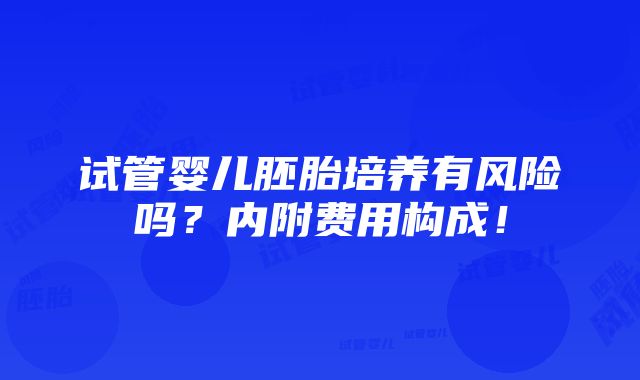 试管婴儿胚胎培养有风险吗？内附费用构成！