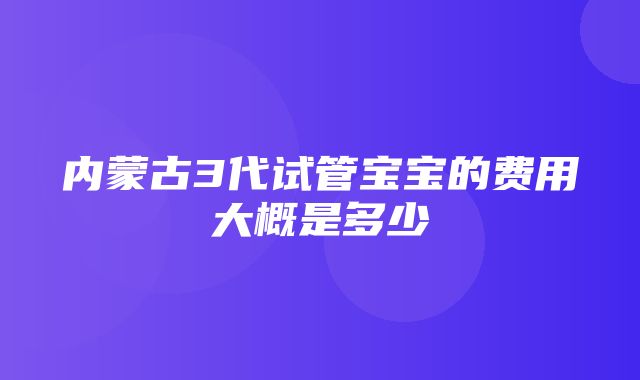 内蒙古3代试管宝宝的费用大概是多少