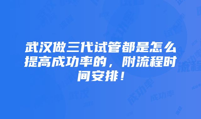 武汉做三代试管都是怎么提高成功率的，附流程时间安排！