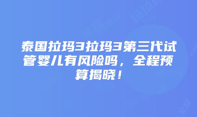 泰国拉玛3拉玛3第三代试管婴儿有风险吗，全程预算揭晓！