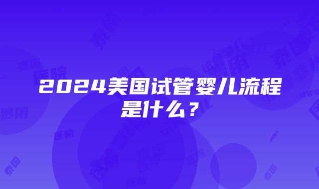 2024美国试管婴儿流程是什么？