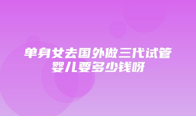 单身女去国外做三代试管婴儿要多少钱呀