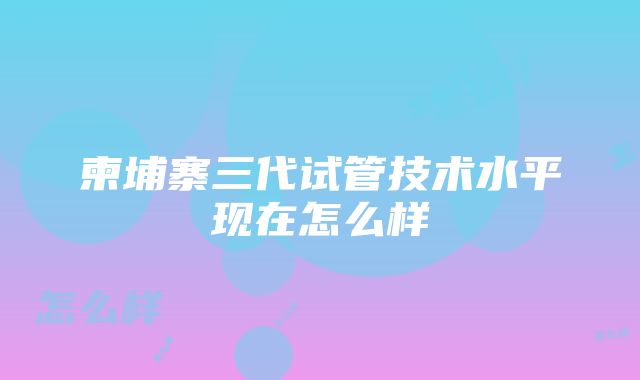 柬埔寨三代试管技术水平现在怎么样