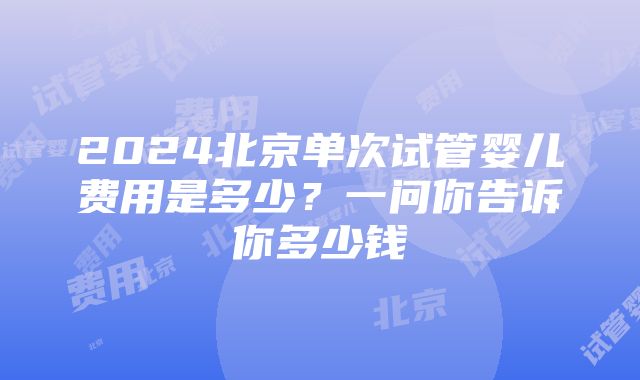 2024北京单次试管婴儿费用是多少？一问你告诉你多少钱