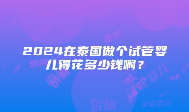 2024在泰国做个试管婴儿得花多少钱啊？