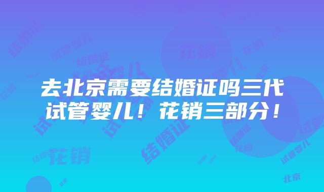 去北京需要结婚证吗三代试管婴儿！花销三部分！