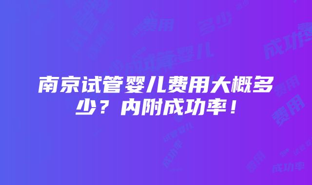 南京试管婴儿费用大概多少？内附成功率！