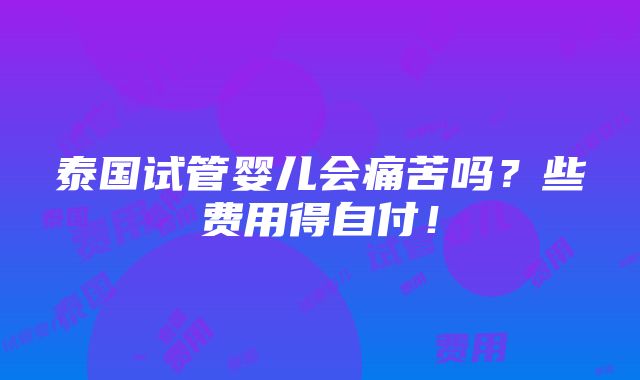 泰国试管婴儿会痛苦吗？些费用得自付！