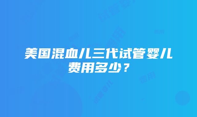 美国混血儿三代试管婴儿费用多少？