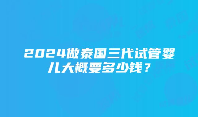 2024做泰国三代试管婴儿大概要多少钱？