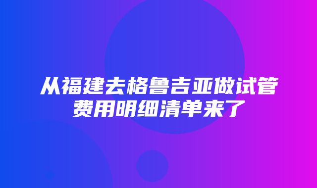 从福建去格鲁吉亚做试管费用明细清单来了