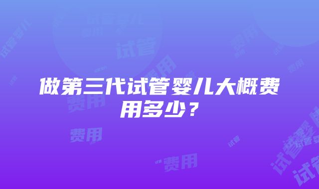 做第三代试管婴儿大概费用多少？