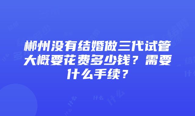 郴州没有结婚做三代试管大概要花费多少钱？需要什么手续？