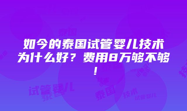 如今的泰国试管婴儿技术为什么好？费用8万够不够！