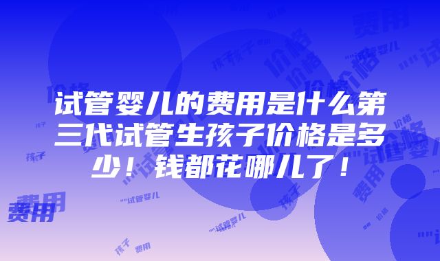 试管婴儿的费用是什么第三代试管生孩子价格是多少！钱都花哪儿了！