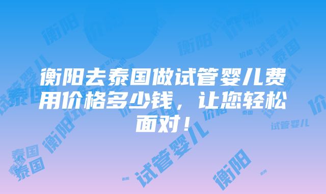 衡阳去泰国做试管婴儿费用价格多少钱，让您轻松面对！