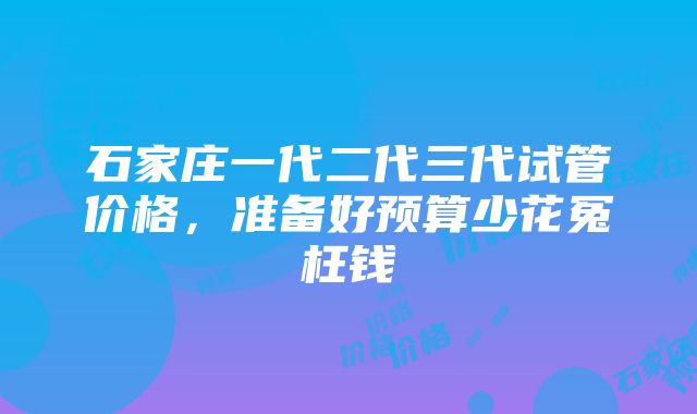 石家庄一代二代三代试管价格，准备好预算少花冤枉钱