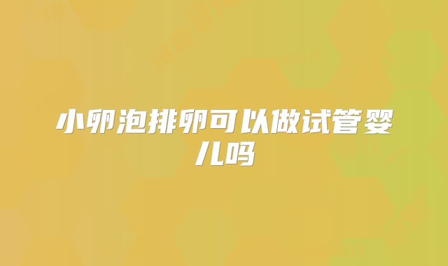 小卵泡排卵可以做试管婴儿吗