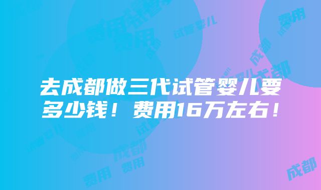 去成都做三代试管婴儿要多少钱！费用16万左右！