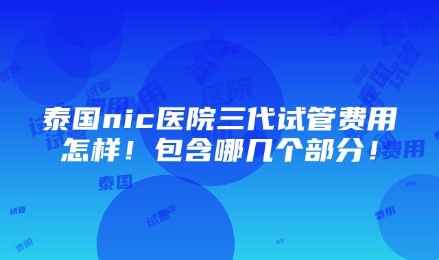 泰国nic医院三代试管费用怎样！包含哪几个部分！