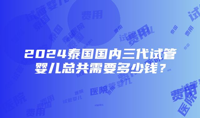 2024泰国国内三代试管婴儿总共需要多少钱？