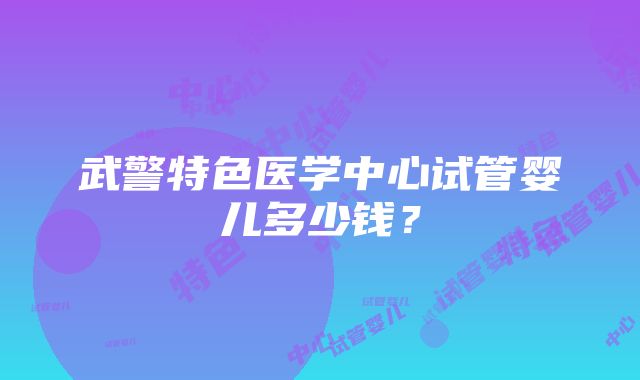 武警特色医学中心试管婴儿多少钱？