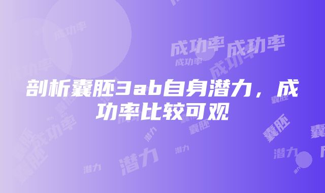 剖析囊胚3ab自身潜力，成功率比较可观