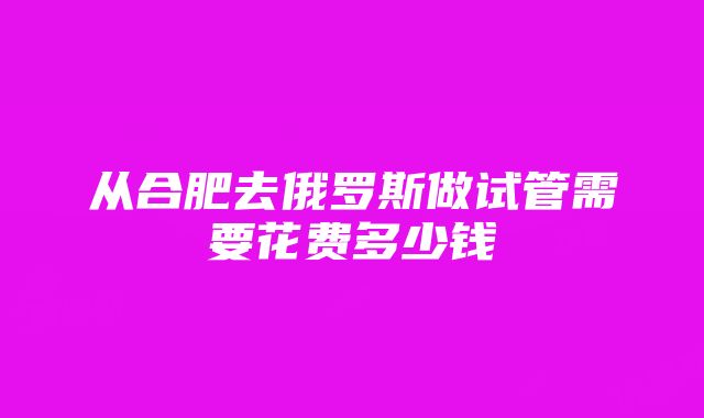 从合肥去俄罗斯做试管需要花费多少钱