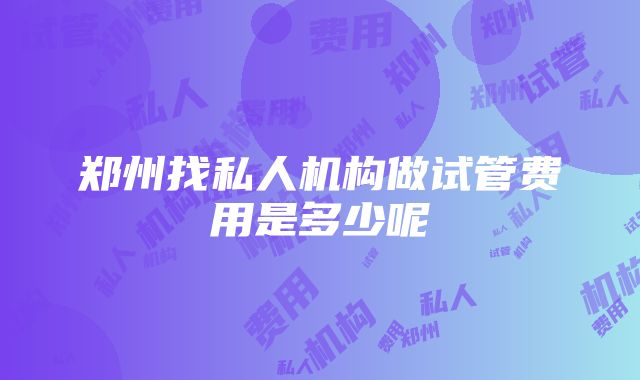 郑州找私人机构做试管费用是多少呢