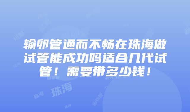 输卵管通而不畅在珠海做试管能成功吗适合几代试管！需要带多少钱！