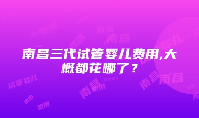 南昌三代试管婴儿费用,大概都花哪了？