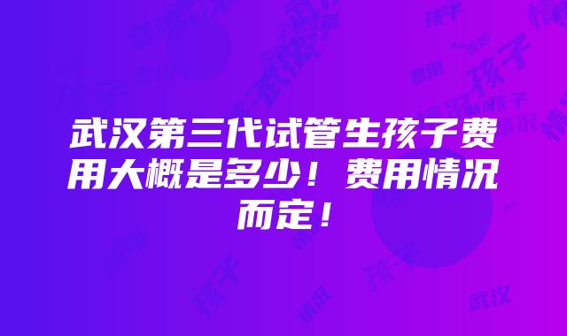 武汉第三代试管生孩子费用大概是多少！费用情况而定！