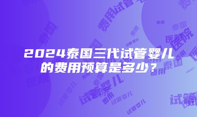 2024泰国三代试管婴儿的费用预算是多少？