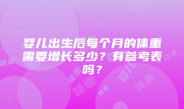 婴儿出生后每个月的体重需要增长多少？有参考表吗？