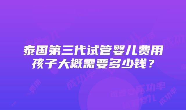 泰国第三代试管婴儿费用孩子大概需要多少钱？