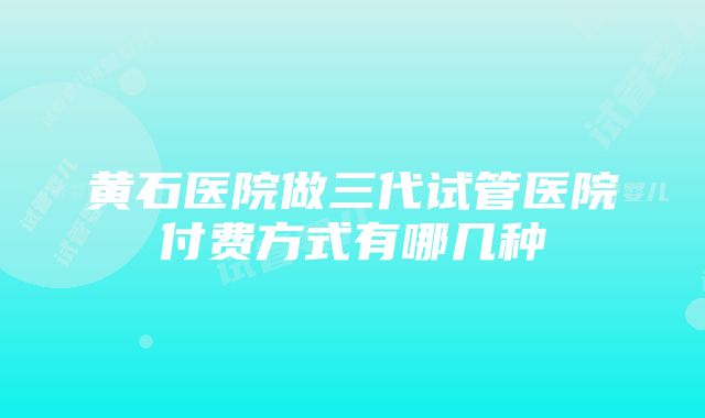 黄石医院做三代试管医院付费方式有哪几种