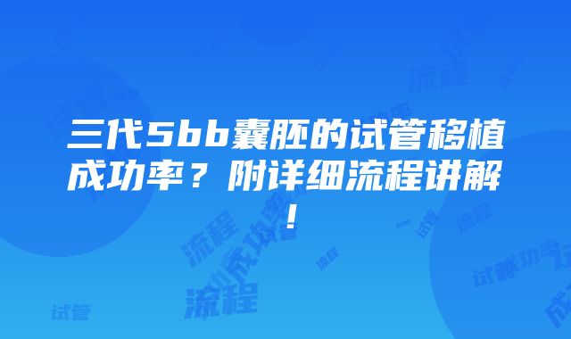 三代5bb囊胚的试管移植成功率？附详细流程讲解！