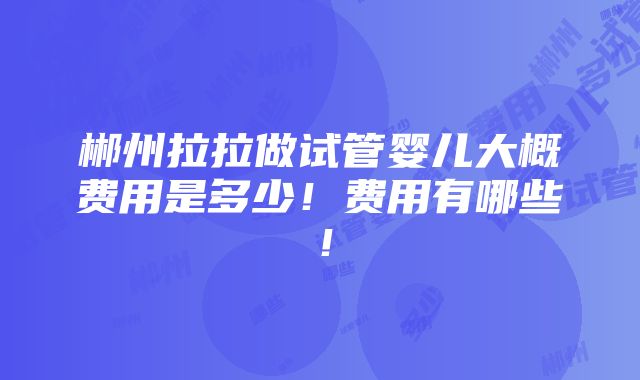 郴州拉拉做试管婴儿大概费用是多少！费用有哪些！