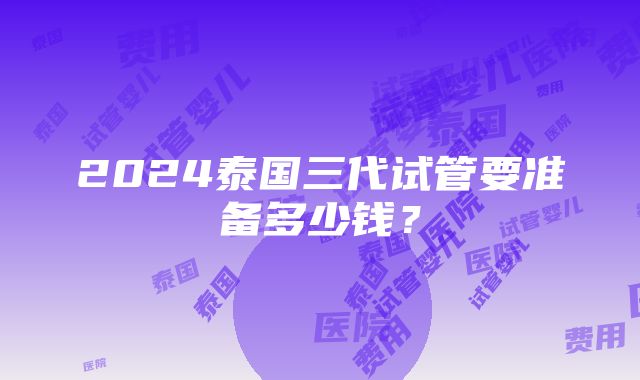 2024泰国三代试管要准备多少钱？