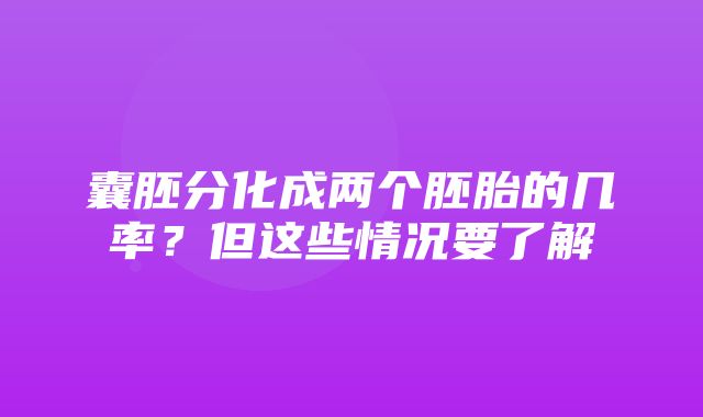 囊胚分化成两个胚胎的几率？但这些情况要了解