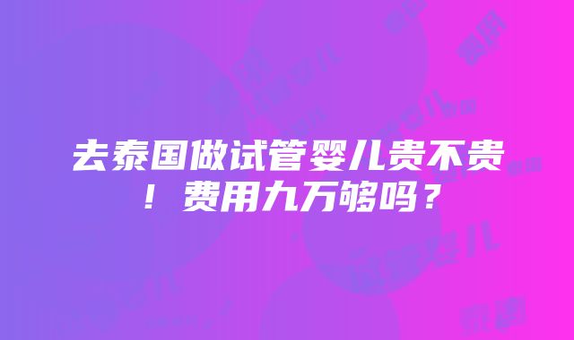 去泰国做试管婴儿贵不贵！费用九万够吗？