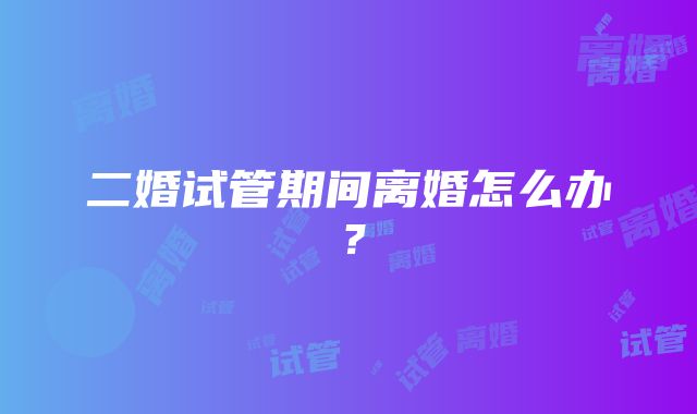 二婚试管期间离婚怎么办？