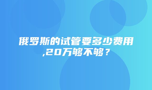 俄罗斯的试管要多少费用,20万够不够？