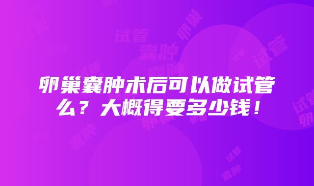 卵巢囊肿术后可以做试管么？大概得要多少钱！