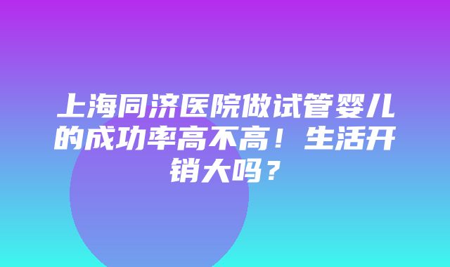 上海同济医院做试管婴儿的成功率高不高！生活开销大吗？