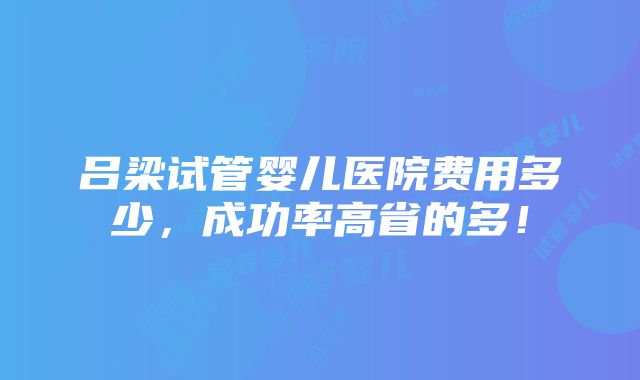 吕梁试管婴儿医院费用多少，成功率高省的多！