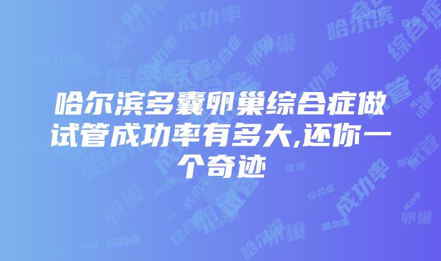 哈尔滨多囊卵巢综合症做试管成功率有多大,还你一个奇迹