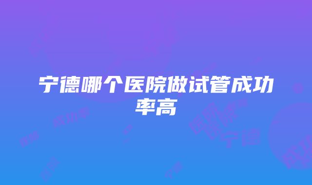 宁德哪个医院做试管成功率高