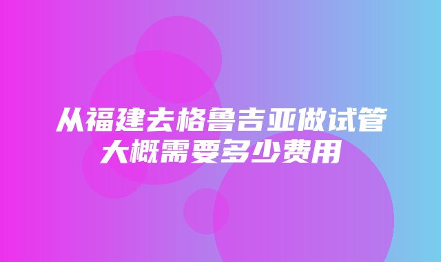 从福建去格鲁吉亚做试管大概需要多少费用