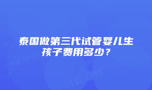 泰国做第三代试管婴儿生孩子费用多少？